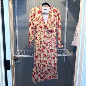 Tan floral MIDI dress